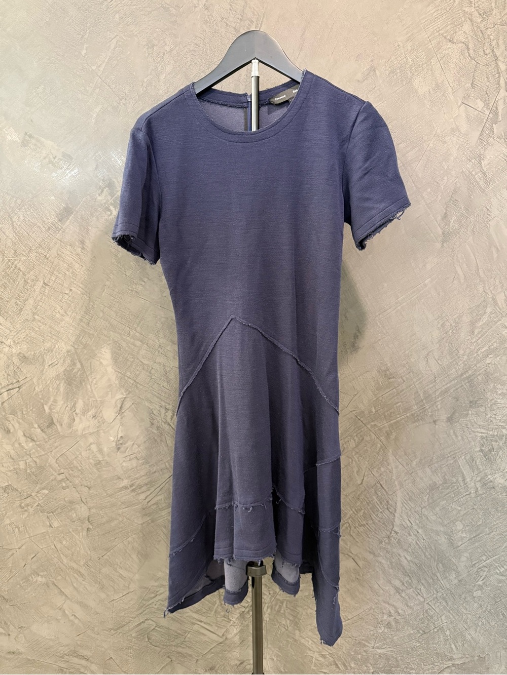 Proenza Schouler Navy Asymmetrical Short-Sleeve Dress